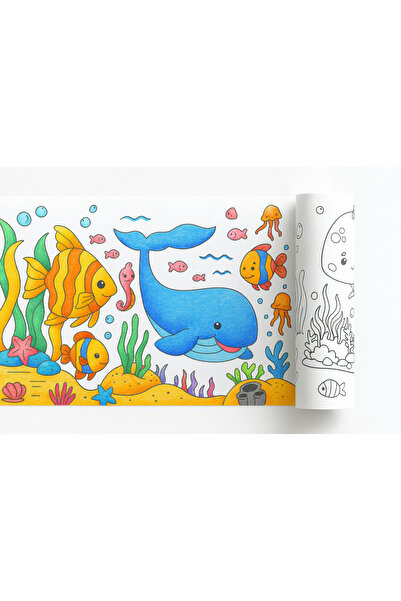 Haydi Dekor Su Altında Yaşam Deniz Canlılarını Tanıyorum Boyuyorum ve Eğleniyorum Boyama Rulosu 5 mt