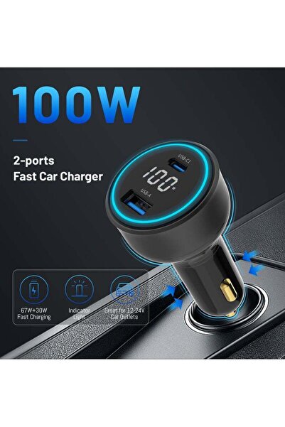EGG 100w Usb Charger – 1 Usb-c & 1 Usb-a, Fast Charging Car Adapter, Full Power Per Port, Travel Ready