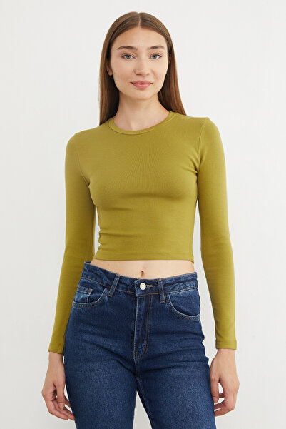 Fulla Moda Basic Crew Neck Long Sleeve Crop Body