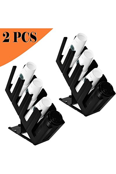 COOYA 2 Pack Paper Cup and Lid Holder,with 4 Compartments for Coffee Station Bar Restaurant Office