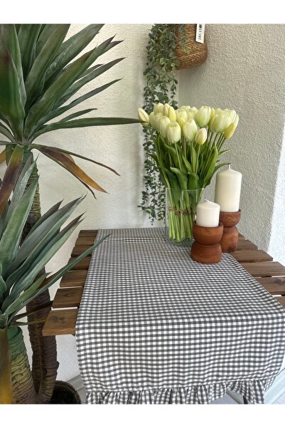 Decamor home Бавовняний льон сірий міні-потікар з рюшами