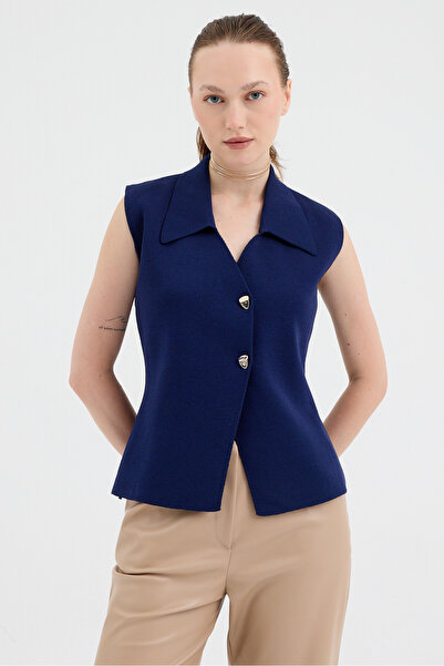 Rays Buttoned Knitwear Women's Vest with Lace Collar Detail 7355