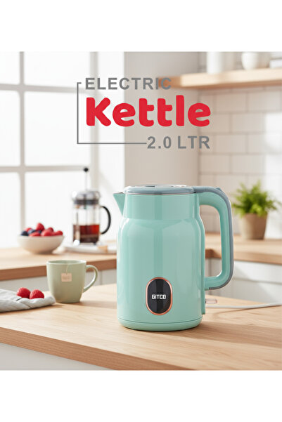 GITCO Double Wall PP Material Kettle 2L Capacity with Auto Shut-Off, Fast Boiling & Dry Protection