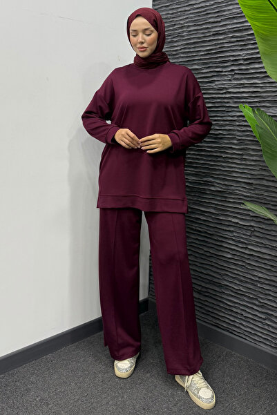 Tesettür Diyarı Γυναικείο Σετ Μακρύ Τοπ και Παντελόνι Μοντάλ Τσιμάλι - Βουργο...