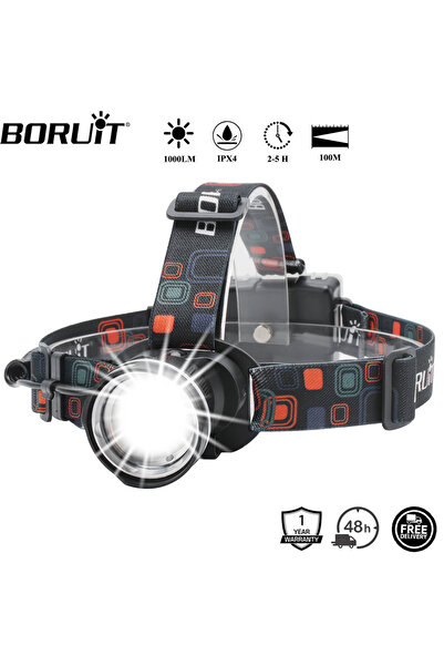 Choice blue No Battery BOIRUiT RJ-2166 Zoom LED Headlamp 1000LM Powerful Head...