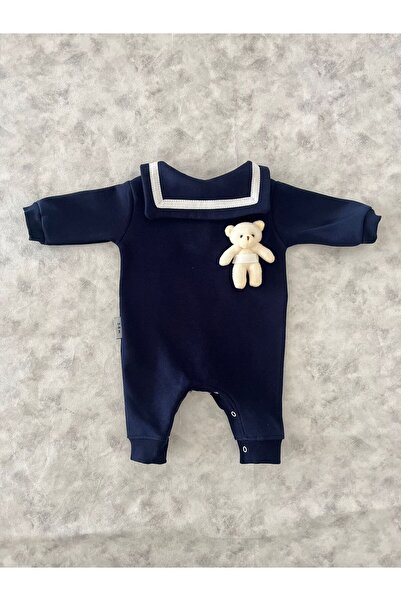 MBK GARDEN Şık Bebek Tulum – Denizci Yaka Ayıcıklı, Geniş Kalıp – MBK GARDEN 3-12 Ay