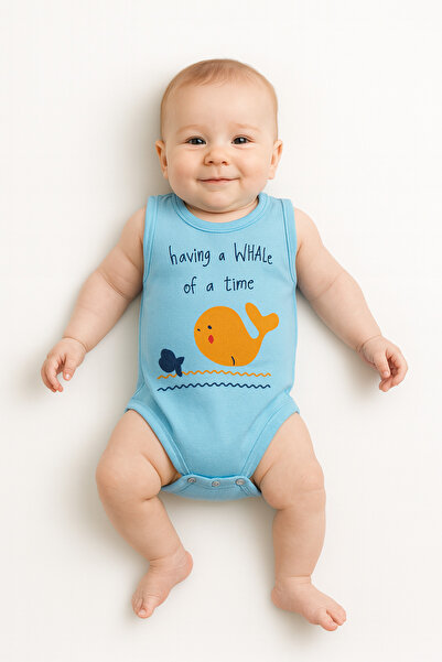 BABY WEAR بدلة أطفال مطبوعة على شكل حوت