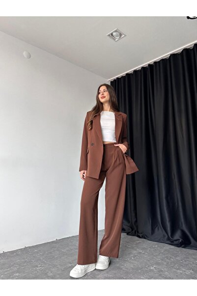 EFSUN MODA Women's Oversize Jacket Pants Suit Lined