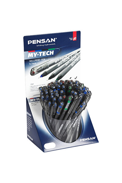 Pensan Tükenmez Kalem My-Tech 0.7 MM İğne Uç 8 Renk (60 LI) Stand