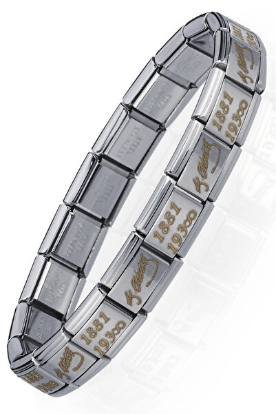 Takı Dükkanı K. Atatürk İmzası 1881-193∞ İtalyan Charm Unisex Çelik Bileklik ...