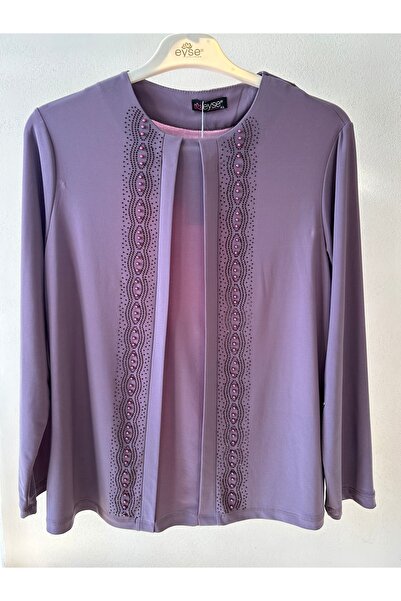 ECALAMODE Stone Embroidered Plus Size Hijab Blouse for Mothers Elegance and Comfort