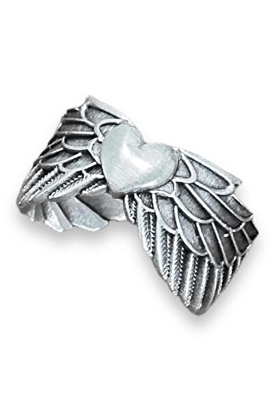 Takı Dükkanı Kanatlı Kalp Model Ayarlanabilir Unisex Erkek Kadın Yüzük bby33