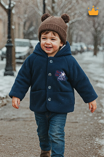 Babydola 0-2 Years Old 2.5 Tog Cotton Lined Fleece Hooded Baby Boy Coat Navy ...