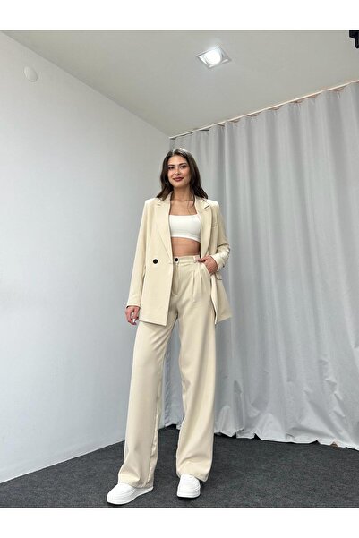 EFSUN MODA KADIN OVERSİZE CEKET PANTOLON TAKIM ASTARLİ