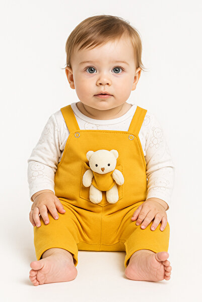 MBK GARDEN طقم رومبير للأطفال مصنوع من القطن 100% مع دمية دب لطيفة - طقم من ق...