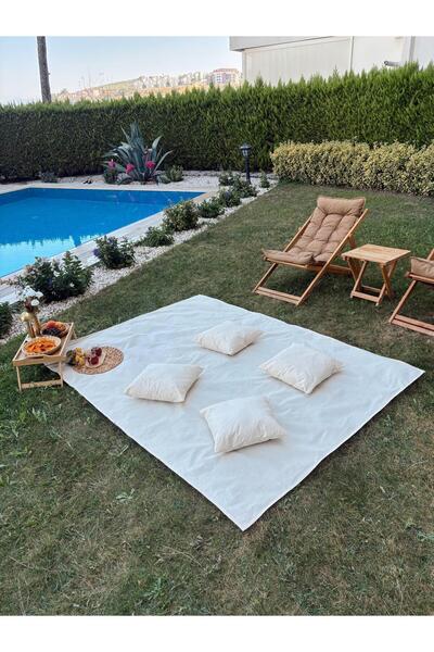 NURGİTA HOME bumbac 100% Set de cârpă de masă din in brut pentru picnic (160 ...