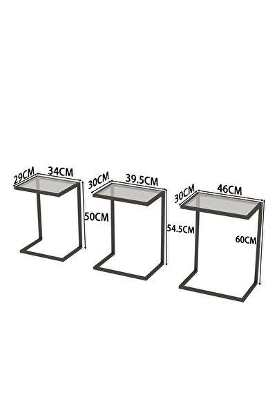 VariFurnx 3Pcs C-Shaped Coffee Service Table Set Side Nesting Table Table Small Coffee Table Couch Table