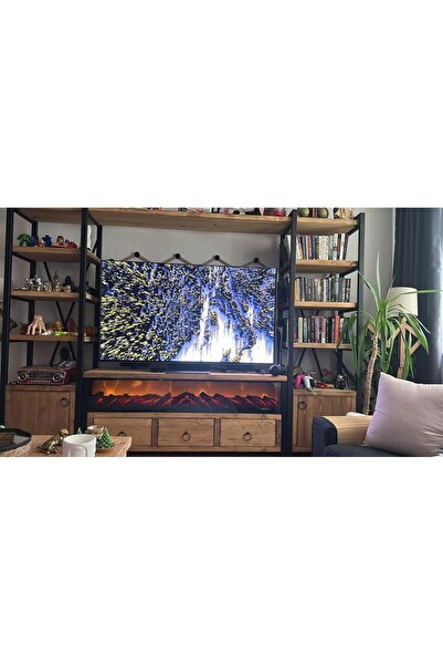 ŞÖMİNE EVİ DEKORATİF ŞÖMİNE 5 RENK EFEKTİ+Bluetooht + Uzaktan Kumanda + ateş ...