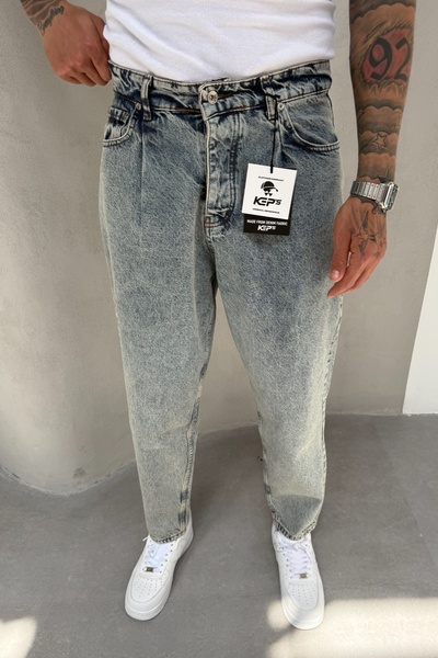 MADZEYMODA Ballon Fit Men's Washable Boyfriend Mold Blue Jean Jeans Ke-803