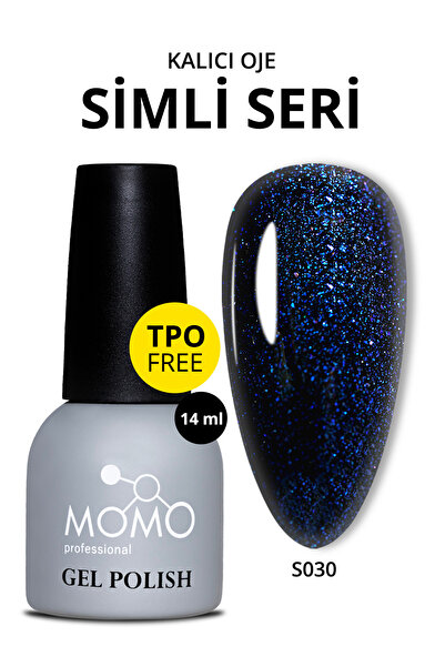 MOMO professional Kalıcı Oje S030, Yaldızlı Gece Mavisi, 14 ml, TPO- FREE