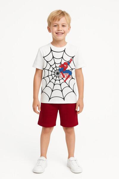 LİTTLE TORTOİSE Αγόρι καλοκαιρινό χτενισμένο βαμβακερό μπλουζάκι με στάμπα Spider-Man