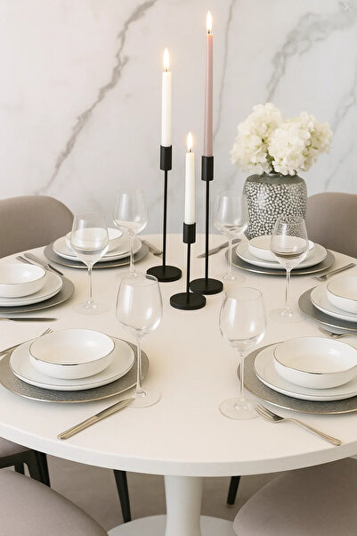 Kütahya Porselen Moderna 24 Parça 6 Kişilik Yemek Takımı Platin