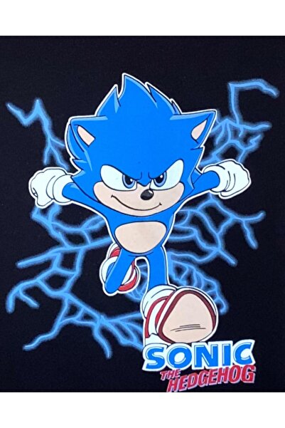 LİTTLE TORTOİSE Erkek Çocuk Sonic Baskılı Bisiklet Yaka Tişört Cepli Şortlu Takım