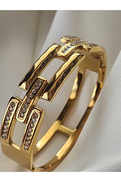 ZÜLİSCH ÇELİK KELEPÇE GOLD PASLANMAZ SUYA DAYANIKLI 14 K ALTIN KAPLAMA