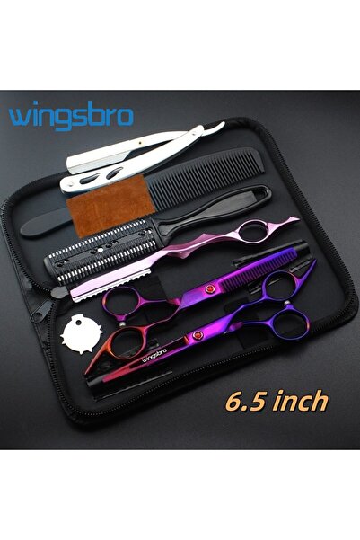 Choice مجموعة مقصات شعر يابانية أرجوانية طقم مقصات تصفيف الشعر، ماكينة حلاقة، مقص قص الشعر