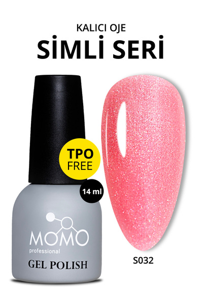 MOMO professional Kalıcı Oje S032, Simli Karanfil Pembesi, 14 ml, TPO- FREE