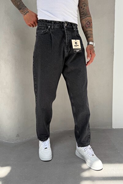 MADZEYMODA بنطال جينز رجالي من Ballon Fit Boyfriend مصنوع من الجينز المدخن KE...