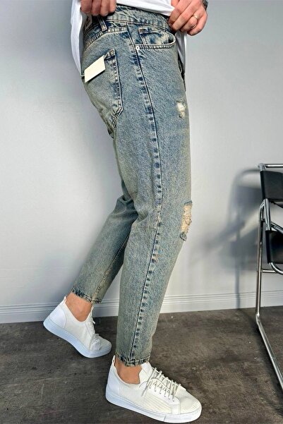 MADZEYMODA Τζιν ύφασμα Boyfriend Fit Μπλε τζιν ανδρικό τζιν παντελόνι Mz598