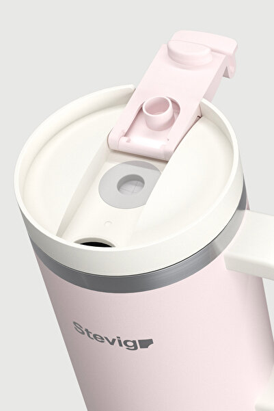 Stevig 2 Moods Tuck-In Tumbler Leakproof Steel Thermos 900 ml Petal Pink St-241