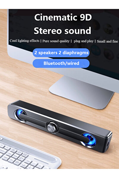SADA Stereo Bass Subwoofer Wired Speaker V5902 Black