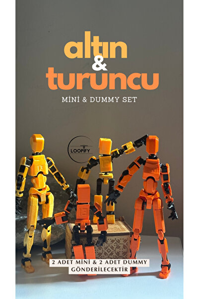 Loopify Lucky 13 Aksiyon Figürü Robot Oyuncak 13cm 4'lü Altın-Turuncu Lucky 1...