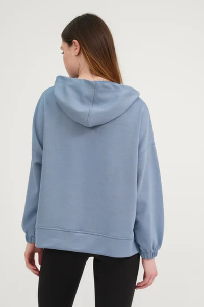 Le'sluette shadow of style Γυναικεία μπλούζα με κουκούλα με λεπτομέρεια τσέπης Modal Indigo Blue