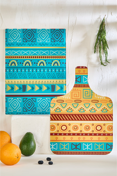 Lora Bianca مجموعة ألواح تقطيع زجاجية أفريقية مكونة من قطعتين - 25 × 35 - لوح تقطيع مقاوم للحرارة وغير قابل للكسر