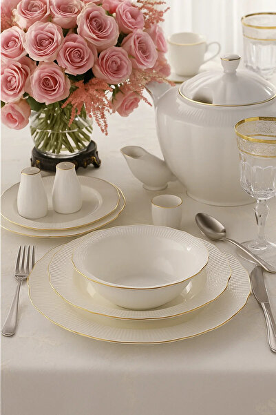 Kütahya Porselen Bone Ilay 83 Parça 12 Kişilik Yemek Takımı