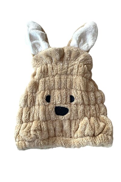 TAKIŞTIR Cream Color Rabbit Figured Hair Towel / Cap with Elastic