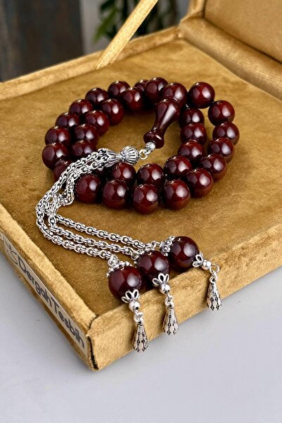 dergah tesbih Şahin Ağa Serisi Sıkma Kehribar Gümüş Tesbih