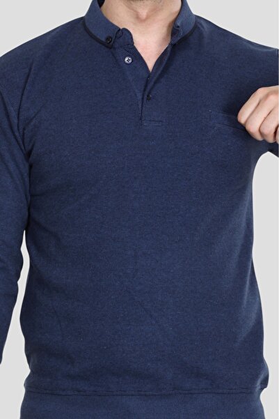 HEDEFNUR TEKSTİL Hanorac pentru bărbați, cu guler polo, cu buzunare, model obișnuit, tricotat Selenik, cu model, roșu claret