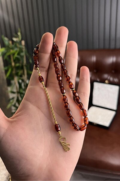 dergah tesbih Altın Püskül Bilek Boy Rus Damla Kehribar ( İsimli ) (Amber), (مسبحة قطرة كهريبار)