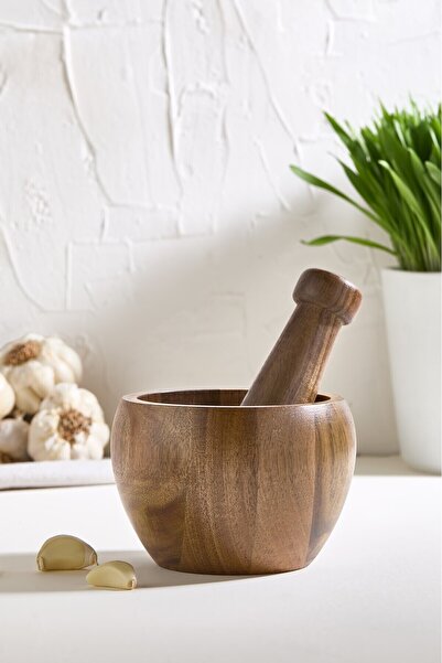 Lora Bianca Akasya Ahşap Havan - Sarımsak Ezeceği, Döveceği