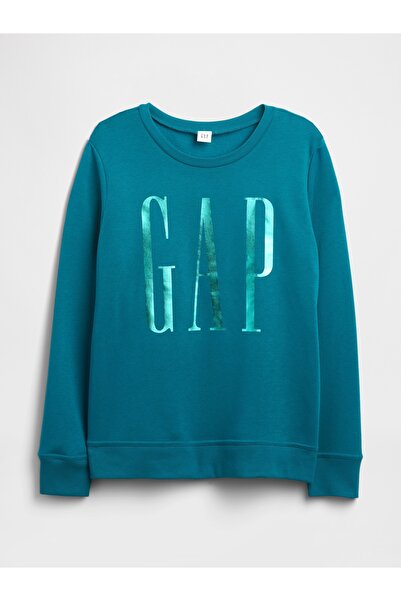 GAP Kadın Mavi Logo Crewneck Sweatshirt