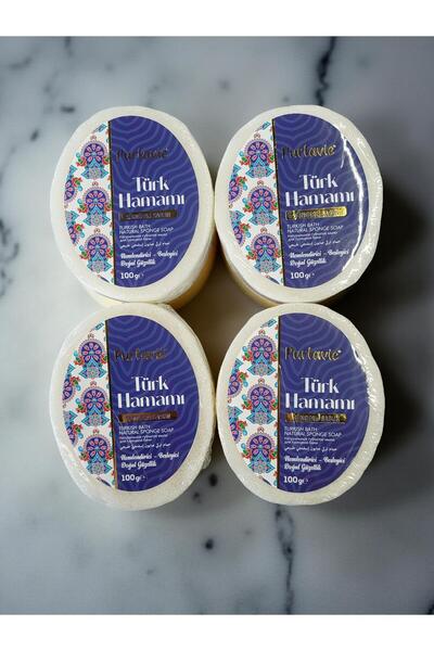 Purlavie صابون إسفنجي من مصنع زيت الزيتون أورهانجازي للحمام التركي، عبوة مميزة مكونة من 4 قطع