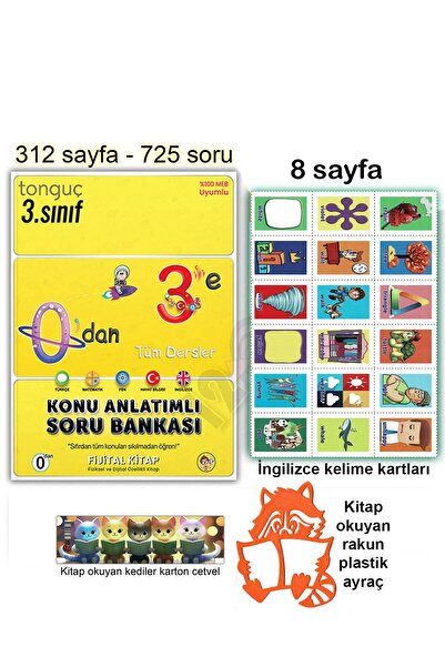 Tonguç Yayınları 3. Sınıf 0'dan 3'e Tüm Dersler Konu Anlatımlı Soru Bankası İngilizce Kartlar
