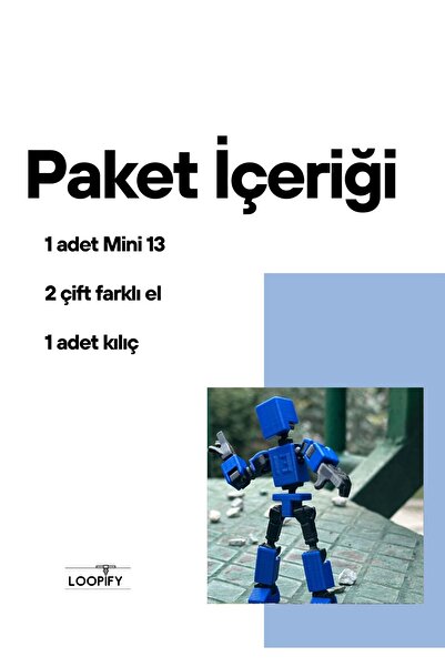 Loopify Mini 13 Aksiyon Figürü Robot Oyuncak 8cm Mavi