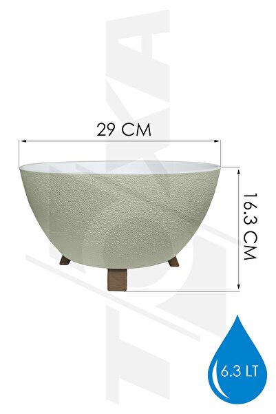 ToXA 6.3 Litre Krem Polo Saksı Süzgeçli Ayaklı Delikli Plastik Aranjman Sukulent Saksısı
