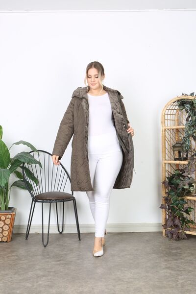 TUTveAL Collection Plus Size Quilted Coat - Furry Inside, Hood, Winter Coat