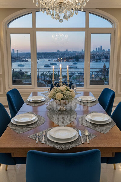 Çt Çeyizci Tekstil Supla Runner Seti Sunumluk Kordone Nakışlı Modern Amerikan...